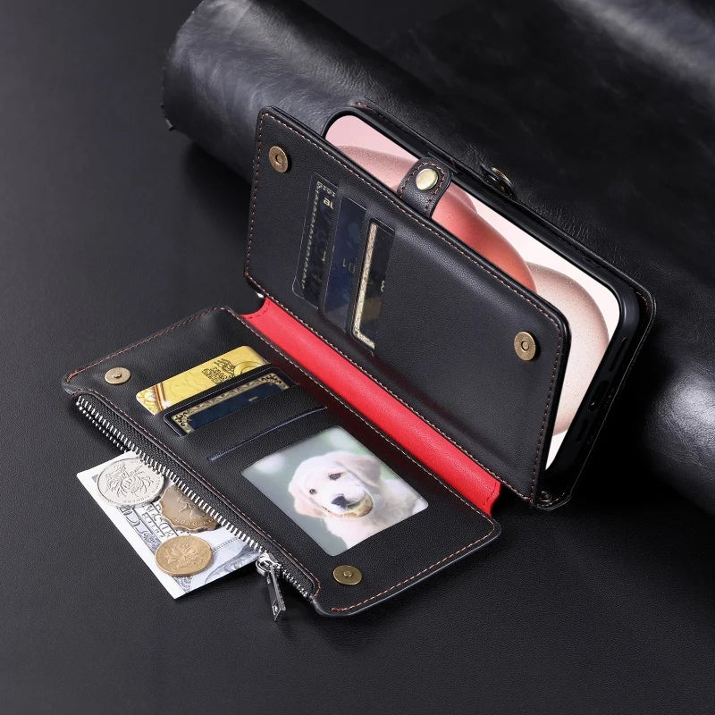 【ブックスタイル】シンプル レザー調 財布一体型 ブックスタイル 手帳型 iPhoneケース｜ショルダー対応 #240126