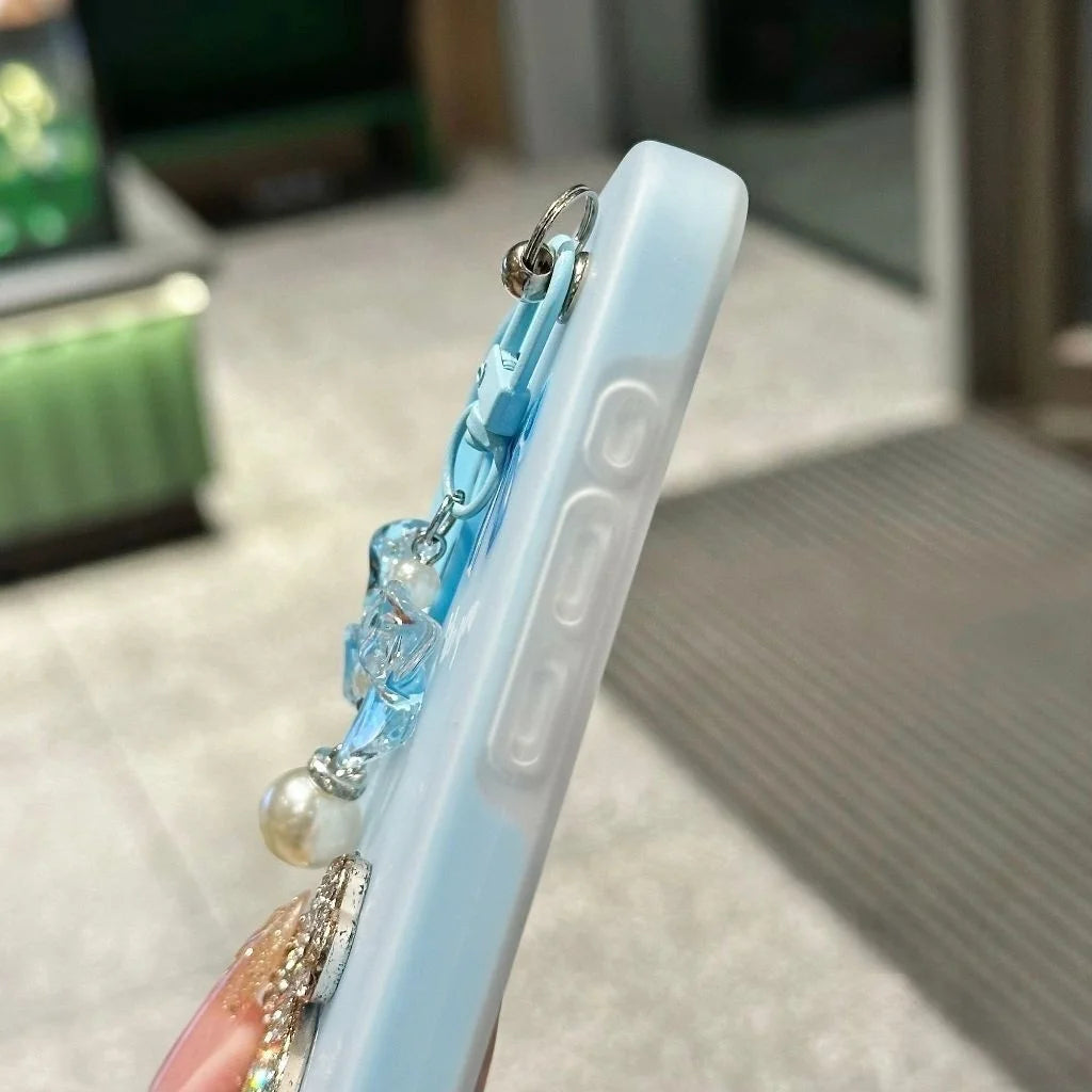 【ビジューリボン】パールチャーム付き スマホケース｜iPhone対応 #240624