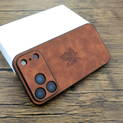 【マットシリーズ】リーフ 葉っぱデザイン 高級感 レザー調 シンプルスマホケース｜iPhone対応 #251111