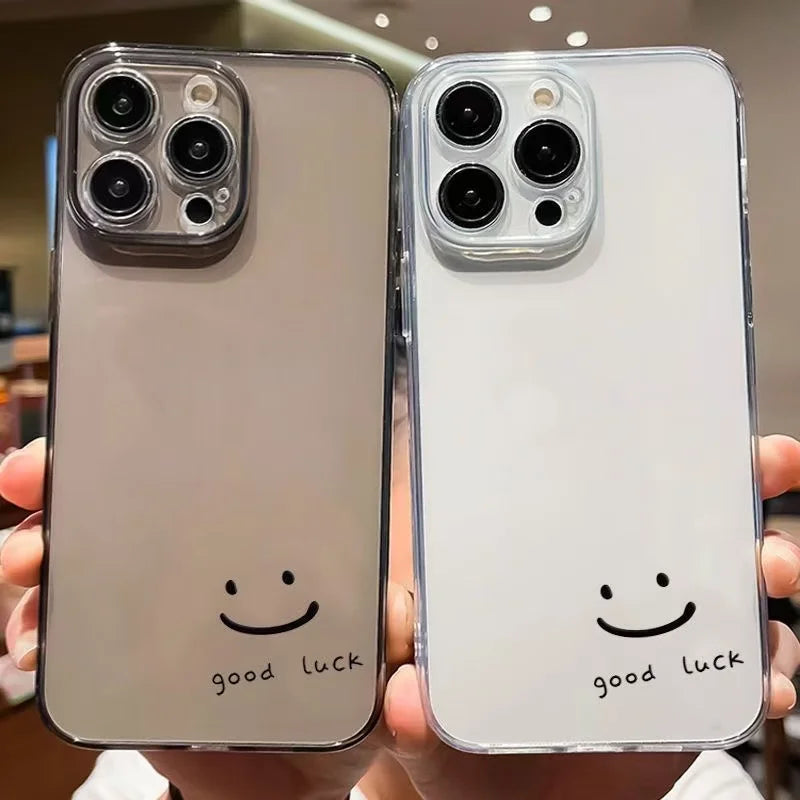 【ニコちゃんシリーズ】goodluck シンプルメッセージ ニコちゃん クリア iPhoneケース #260303