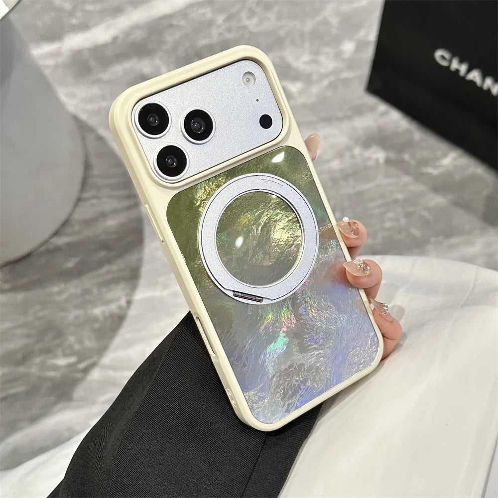 オーロラ 回転リングスタンド付き Magnet内蔵 クリア iPhoneケース｜きらめき・上品 #260062