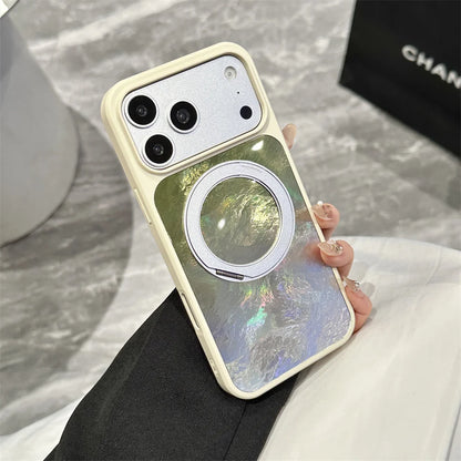 オーロラ 回転リングスタンド付き Magnet内蔵 クリア iPhoneケース｜きらめき・上品 #260062