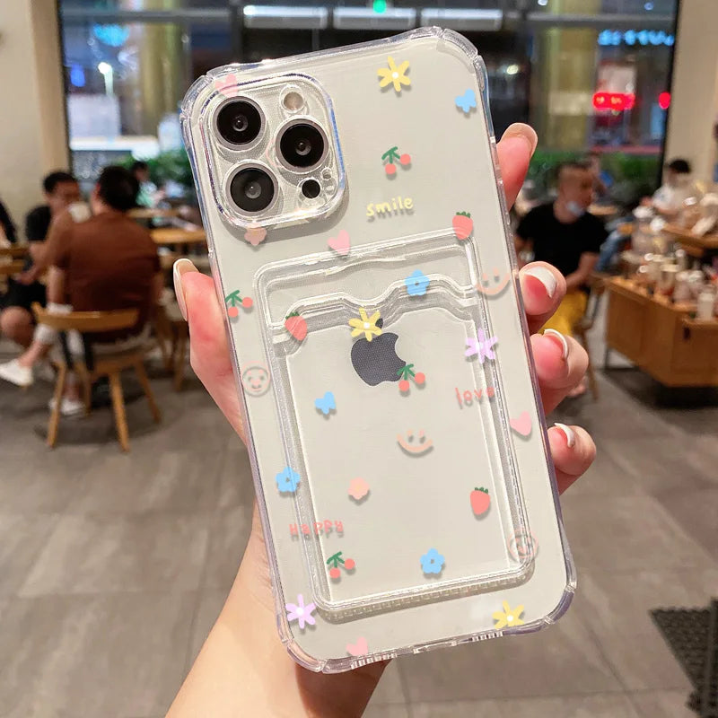 【ニコちゃんシリーズ】カラフルスマイル カード収納付き ソフトiPhoneケース #260228