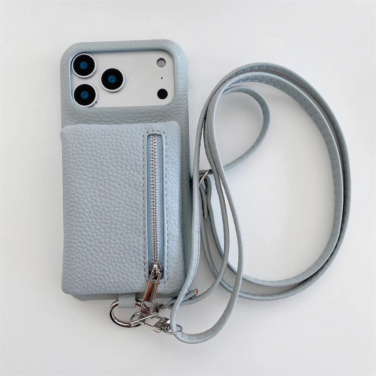 【ミニウォレットジップ】ファスナーポケット × レザー調 スマホケース｜iPhone対応 #240804