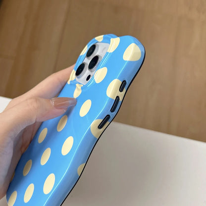 ポップ ドットデザイン ウェーブフレーム iPhoneケース｜カラフル 水玉ケース #260315