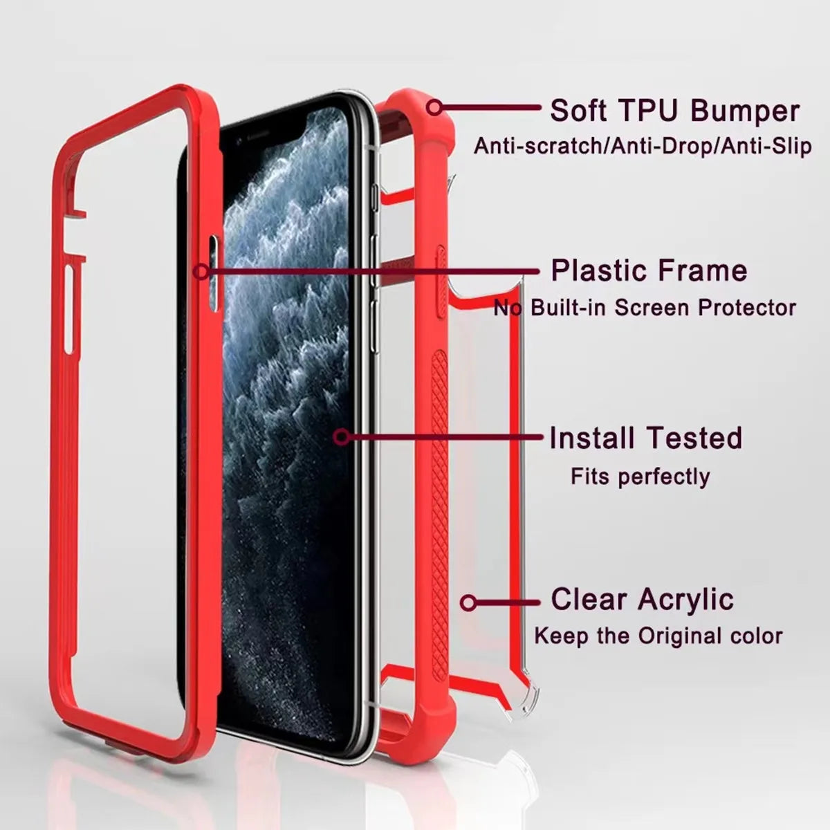 クリア バンパー ネオンフレーム iPhoneケース｜耐衝撃プロテクトデザイン #240108
