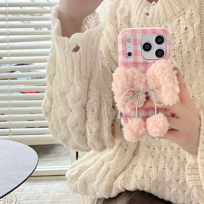 もこもこリボン チェック柄 iPhoneケース #240506