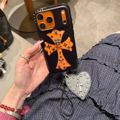 【ヴィンテージクロス】ビッグクロス×マットブラック スマホケース｜iPhone対応 #240728