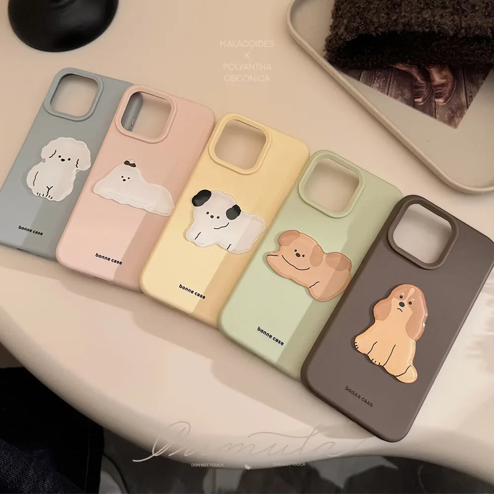 【ボヌールドッグ】くすみパステル×わんこモチーフ スマホケース｜iPhone対応 #250220