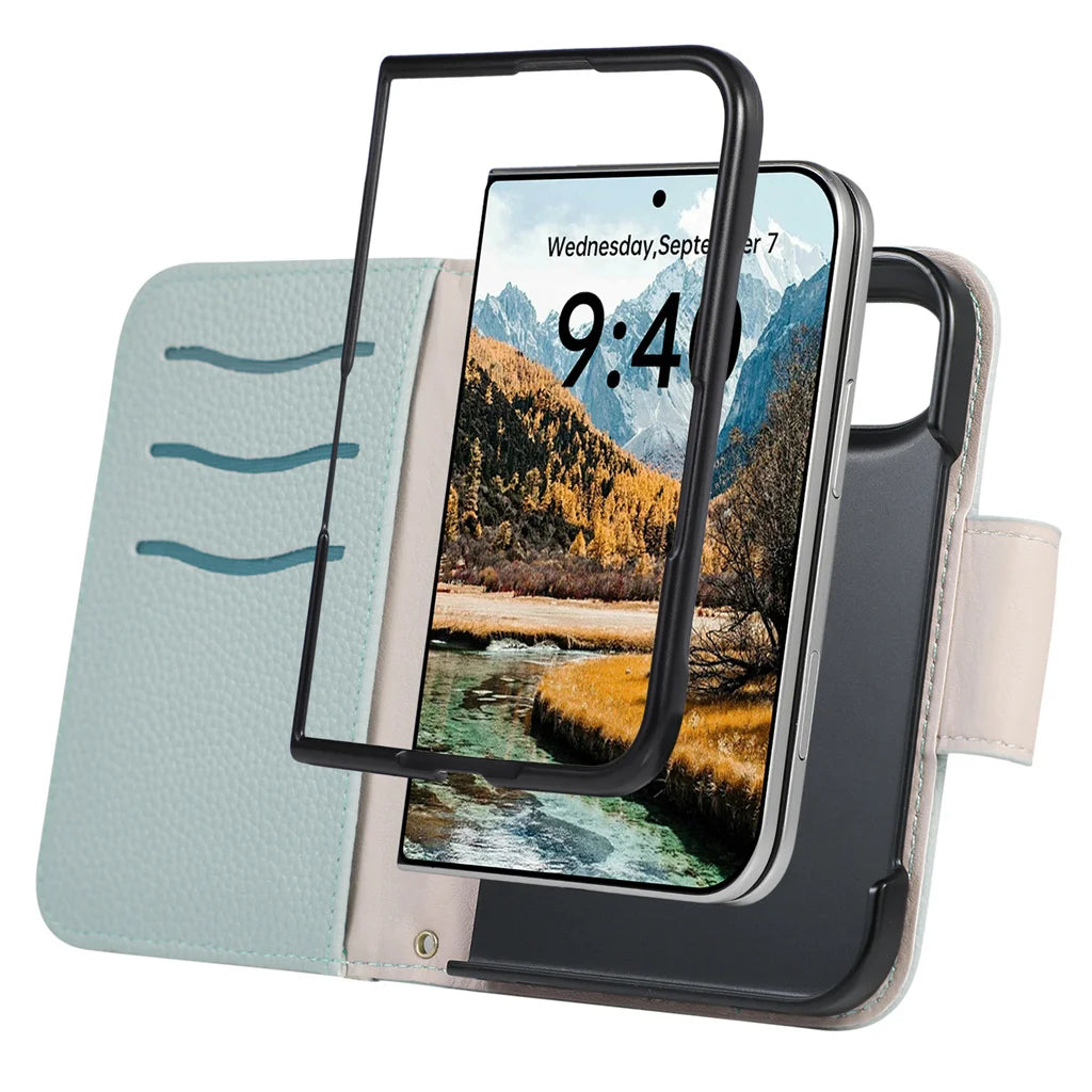 iPhone Duo 折りたたみウォレット型 カード収納 ショルダーストラップ付き バイカラーケース｜大人かわいい・高見え #261225
