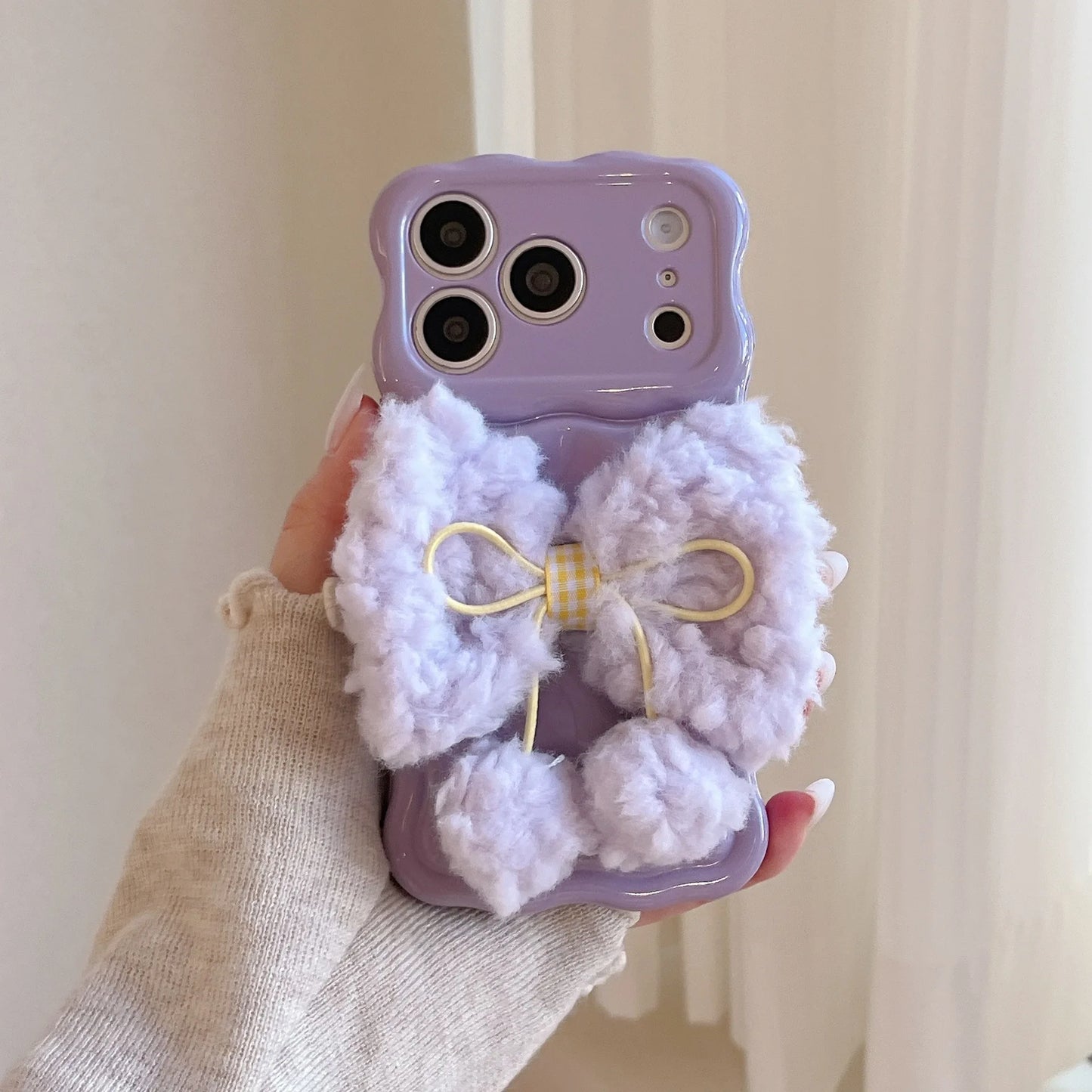 もこもこリボン パステルカラー iPhoneケース #240505