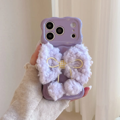 もこもこリボン パステルカラー iPhoneケース #240505