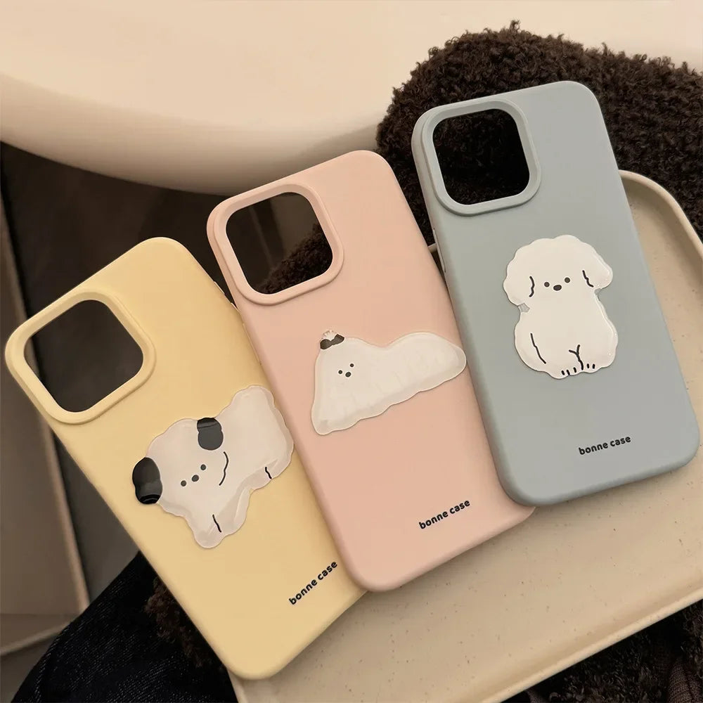 【ボヌールドッグ】くすみパステル×わんこモチーフ スマホケース｜iPhone対応 #250220