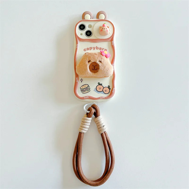【アニマルぬいぐるみシリーズ】 カピバラ 立体ふわもこケース｜iPhone対応 #240907