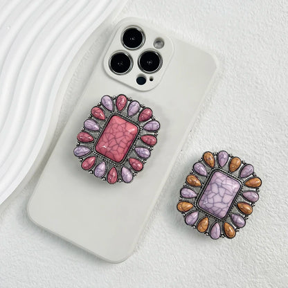 スマホグリップ｜天然石風 ヴィンテージ スマホスタンド ポップソケット 落下防止 #260421