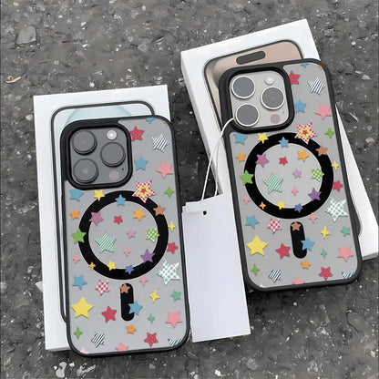 ポップスター カラフル 星柄  Magnet内蔵 クリア iPhoneケース #240224