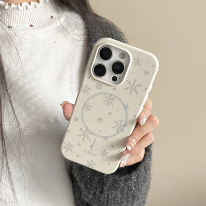 【Magnet内蔵】スノーフレーク ホワイトウィンター スマホケース｜iPhone対応 #241023