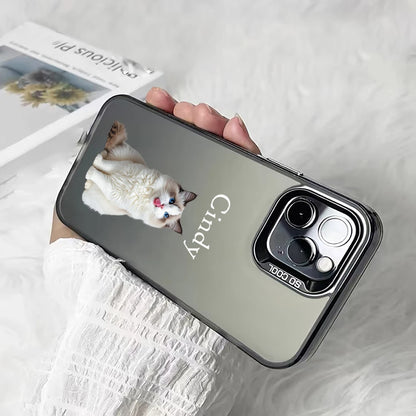 【カスタムNAMEシリーズ】ペット写真 × カスタム ネーム 印字 マット スマホケース｜iPhone対応 #241005