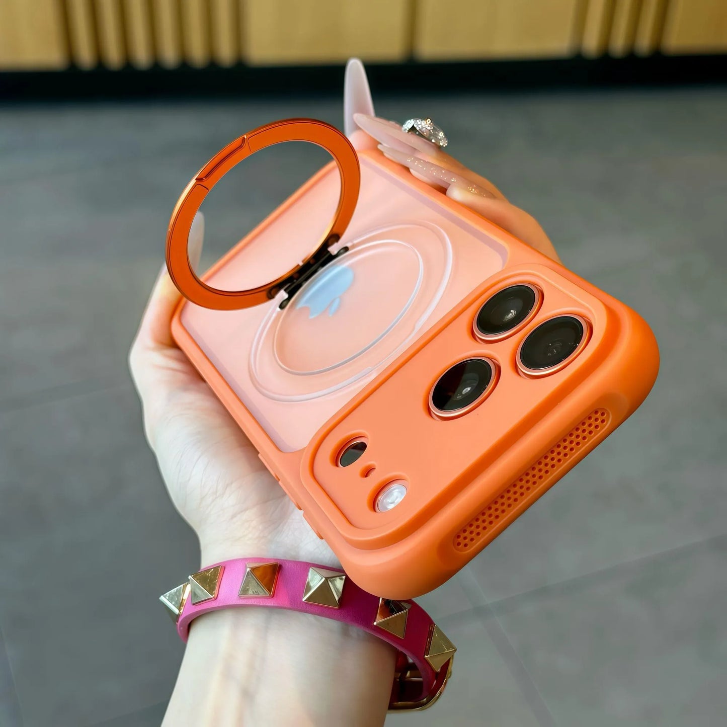 マットカラー iPhoneケース｜ビビッド配色・リング一体型・耐衝撃デザイン #240412