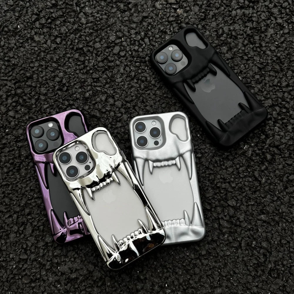 【メタリックファング】立体キバ × ミラーメタル スマホケース｜iPhone対応 #240812