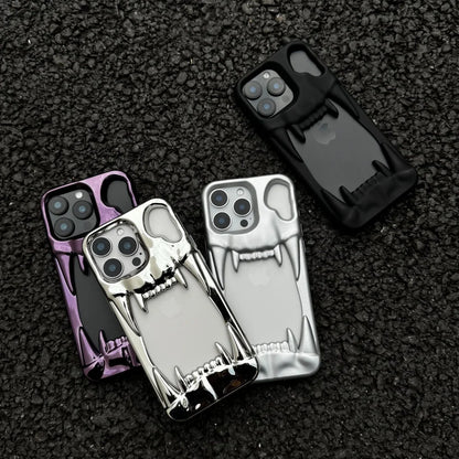 【メタリックファング】立体キバ × ミラーメタル スマホケース｜iPhone対応 #240812