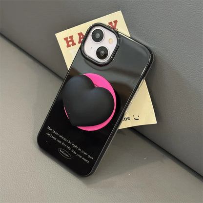 【Magnet内蔵】立体 3D ハートグリップ ビビット バイカラー スマホケース｜iPhone対応 #250131