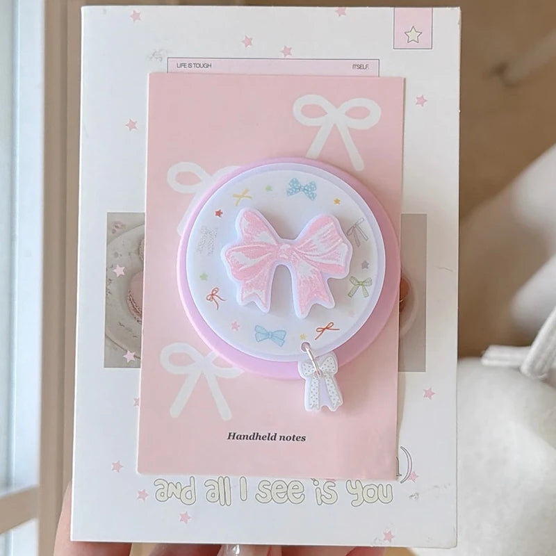 リボン総柄 クリアグリッター Magnetグリップ付き iPhoneケース #260213