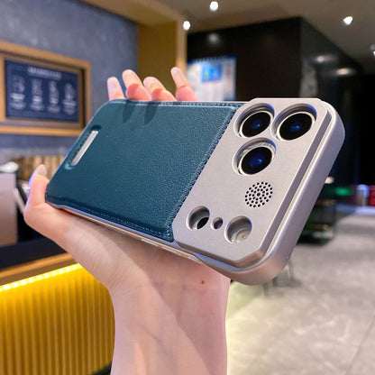 【Magnet内蔵】 高級PUレザー＆メタルプレート デザインスマホケース｜iPhone対応 #251128