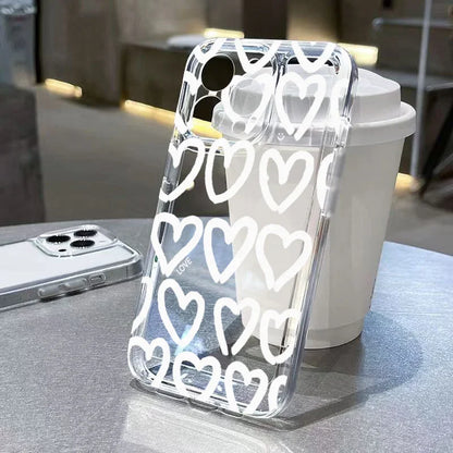 【ドット＆ハート】スモーキーモノトーンクリアケース｜iPhone対応 #250709