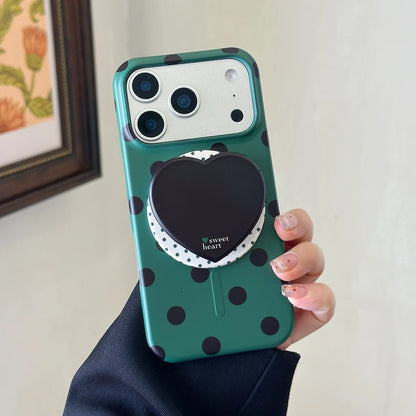 ハートグリップ ドット 水玉デザイン iPhoneケース｜マグネット内蔵・韓国風 #231223