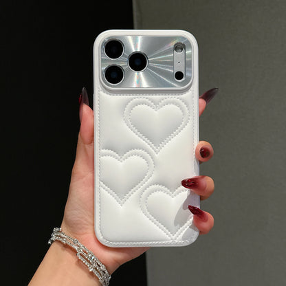 【キルティングハート】立体ハートステッチ×レザー調 スマホケース｜iPhone対応 #250101