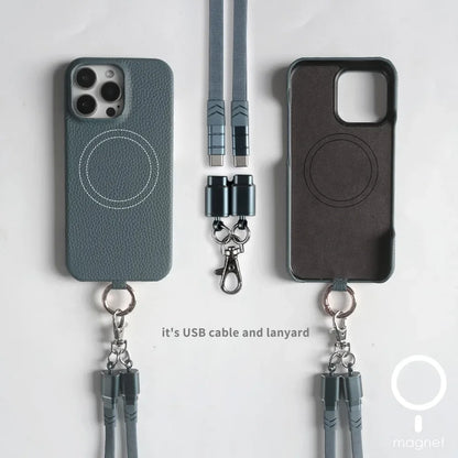 【本革シリーズ】名入れカスタム ロングストラップ付き レザー スマホケース｜ iPhoneケース #241011