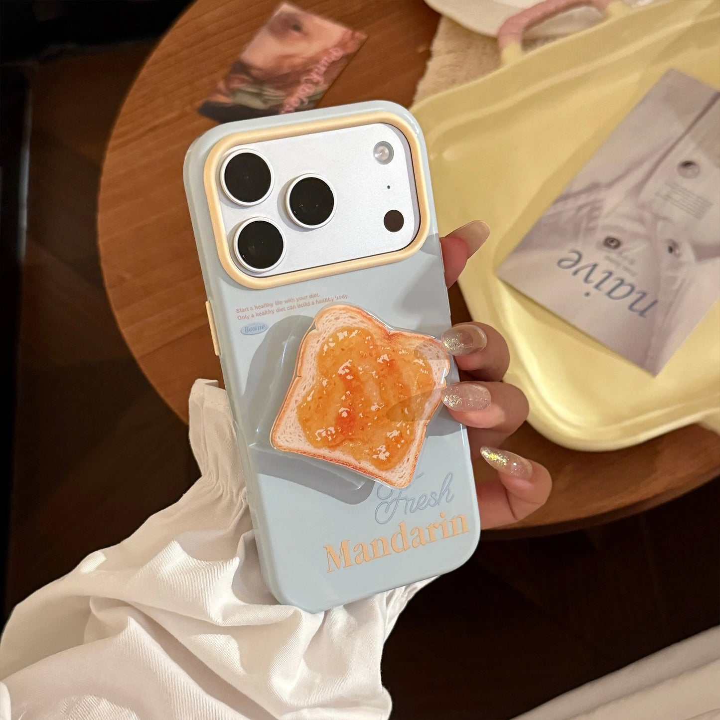 スイーツグリップ付き iPhoneケース｜立体デザイン スマホケース パン・ベーグル・ドーナツ・デニッシュ #260072