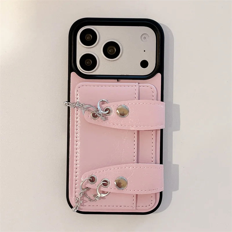 ベルト・キーチャームデザイン iPhoneケース 全4色 トレンド・ガーリー・フェミニン  #261147