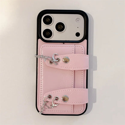 ベルト・キーチャームデザイン iPhoneケース 全4色 トレンド・ガーリー・フェミニン  #261147