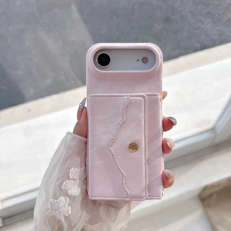 ベルベット調 ウォレット カード収納＆ミラー付き iPhoneケース｜淡色・上品ニュアンス #260013