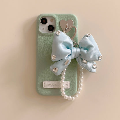 【パールビッグリボン】リボンモチーフ×パールチェーン スマホケース｜iPhone対応 #240802