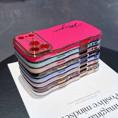 【カスタムシリーズ】ウェーブフレーム サイドハート 名入れ ソフトケース｜iPhone対応 #240714