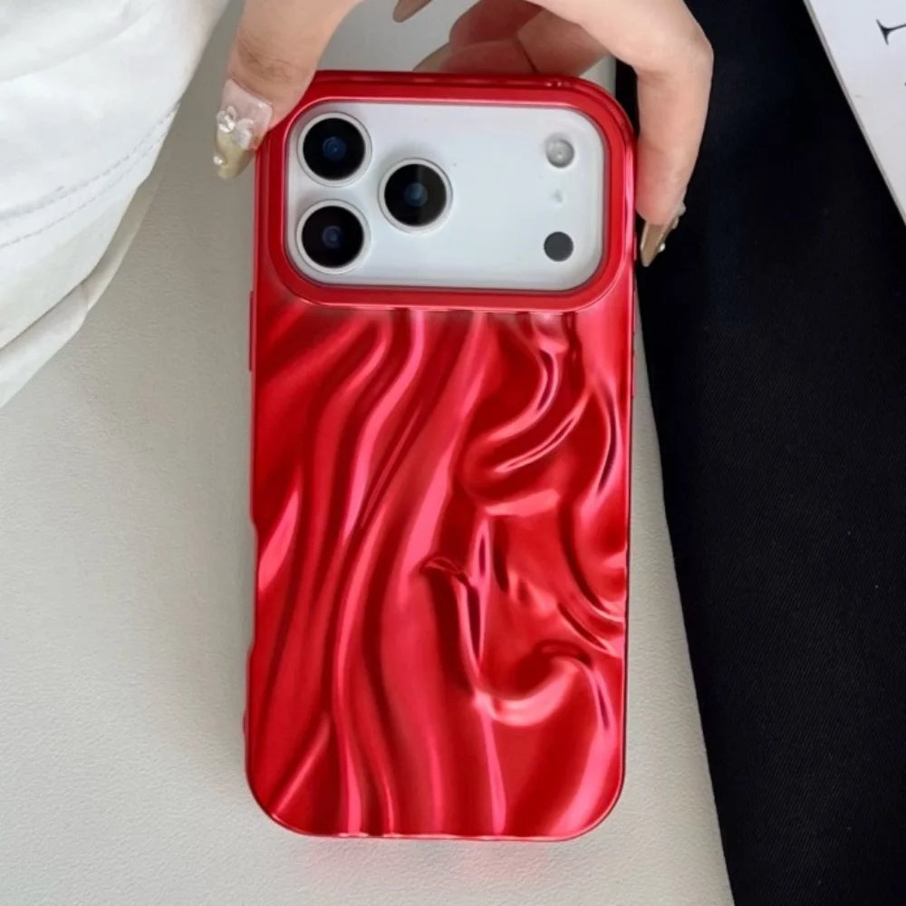 【メタリックウェーブシリーズ】光沢 3Dデザイン スマホケース｜iPhone対応 #251210