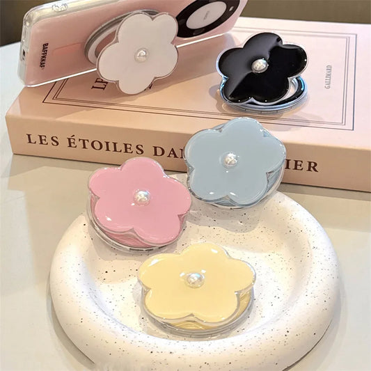【スマホグリップ】フラワーパール パール付き お花 スタンド｜Magnet対応  #241113