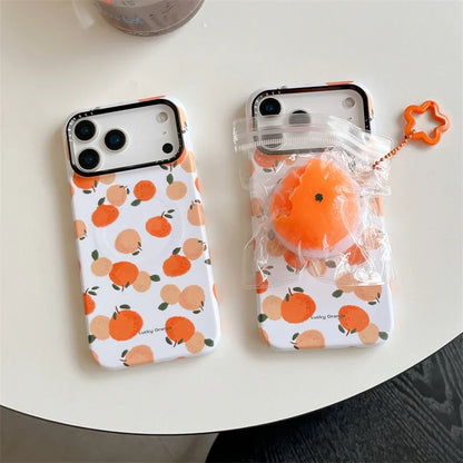 【みかん ポップソケット】フルーツ柄 ポップ オレンジ デザイン スマホケース｜iPhone対応 #250303