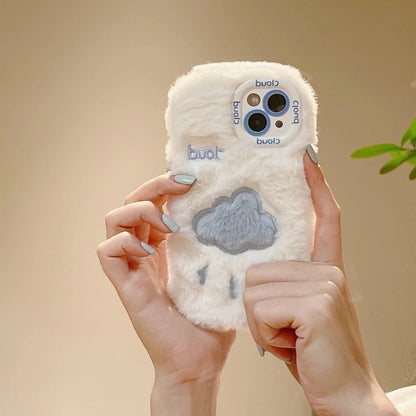 【ふわもこファーシリーズ】クラウド 雲デザイン ぬいぐるみ風 スマホケース｜iPhone対応 #250429