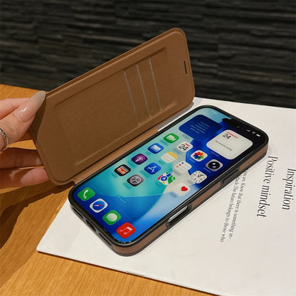 レザー調 リングフリップ iPhoneケース｜折りたたみ 手帳型 #240311