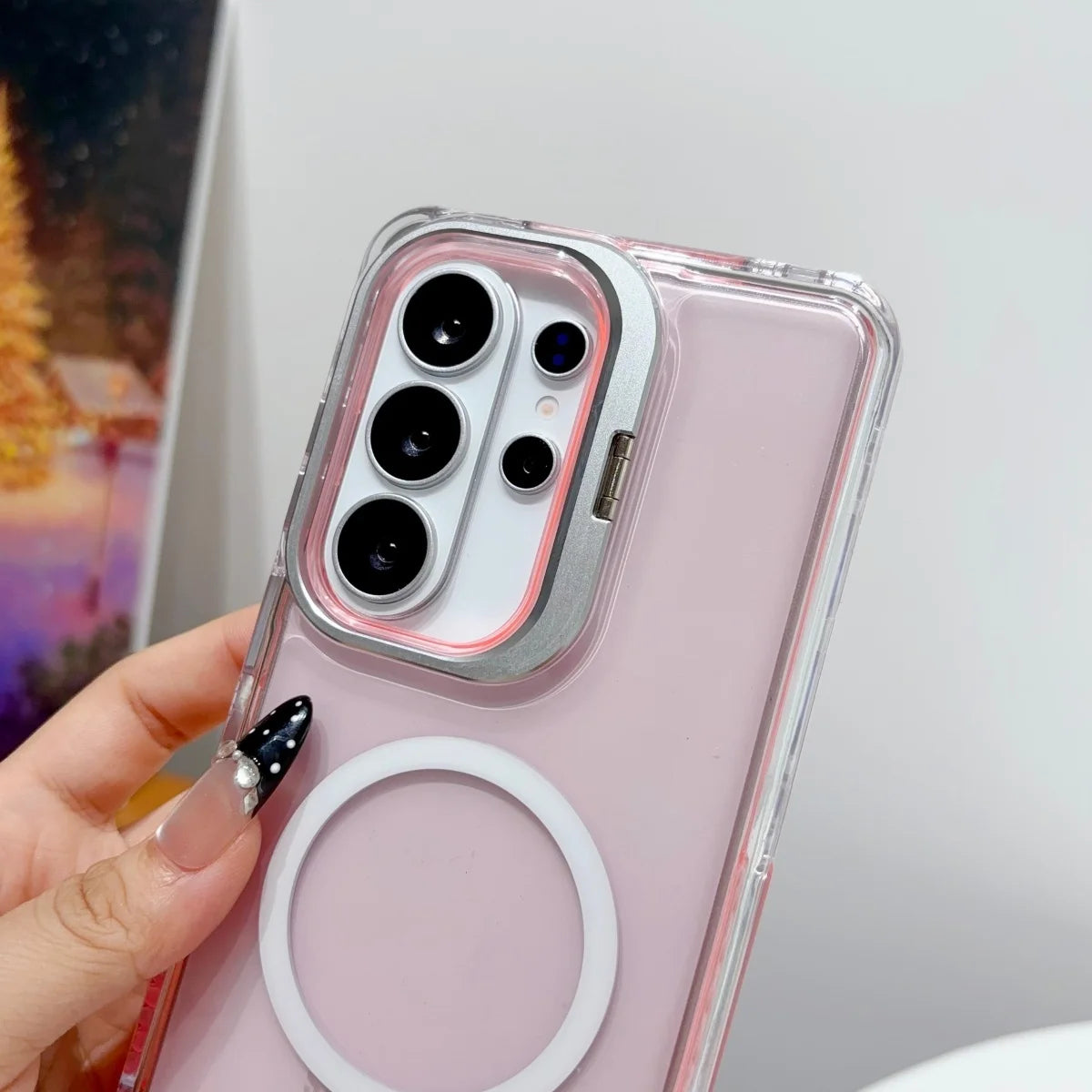 【Galaxy対応】マグネット内蔵クリアケース パステルカラー・大人かわいい・シンプル スマホケース #261092
