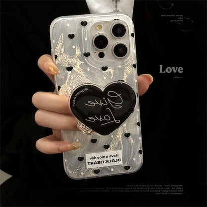 ブラックハートグリップ モノトーンデザイン iPhoneケース｜シンプル・大人ガーリー #231018