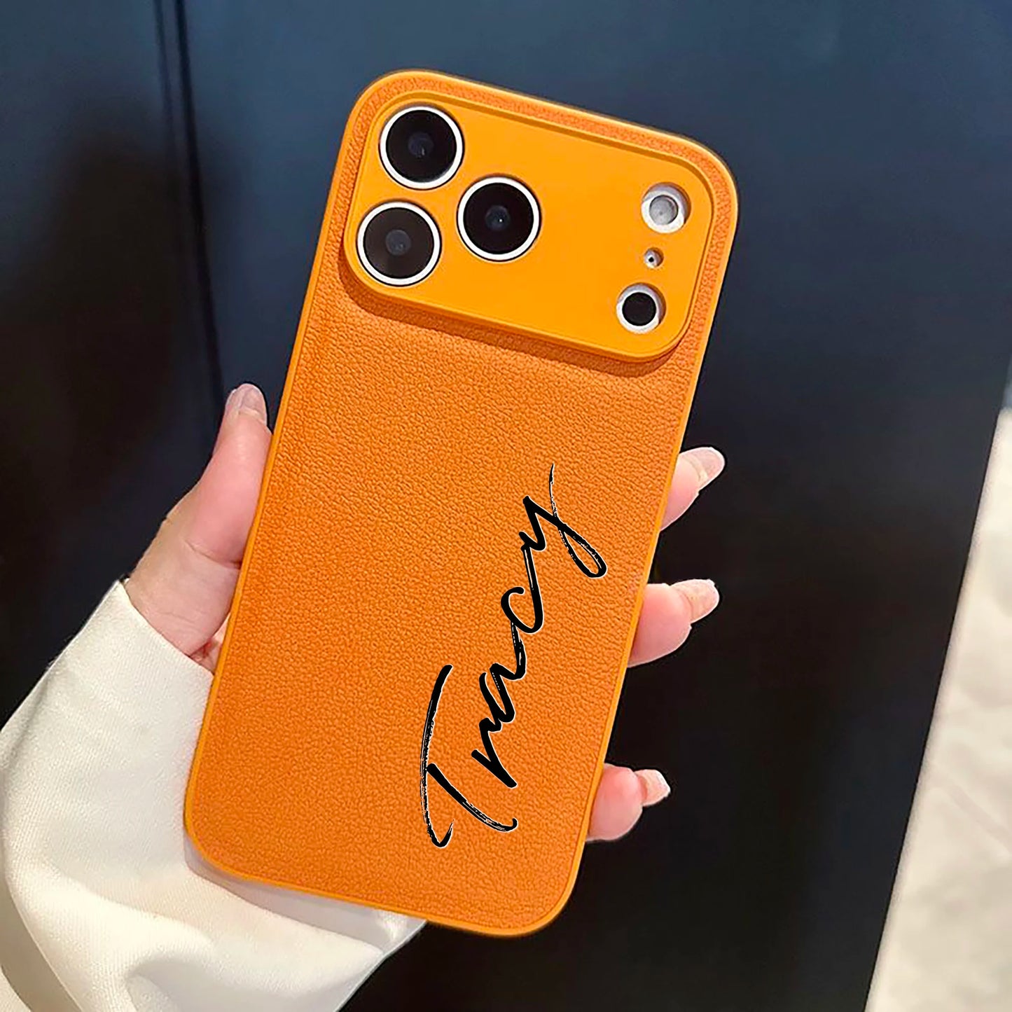 【カスタムNAMEネーム】筆記体 名入れレザーケース｜iPhone対応 #240818