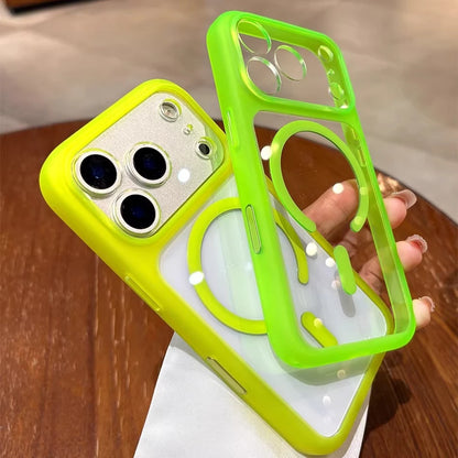 ネオンカラー クリアiPhoneケース｜マグネット内蔵・透明デザイン #231214