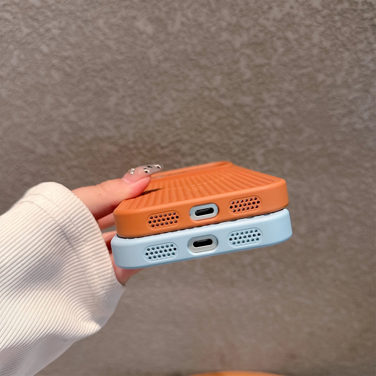 【Magsafe対応】シリコンラバー エアドット 立体グリップ 耐衝撃 スマホケース｜iPhone対応 #250419