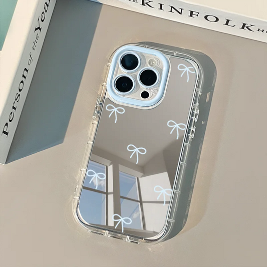 シルバーミラー リボンデザイン iPhoneケース ソフトケース #260306
