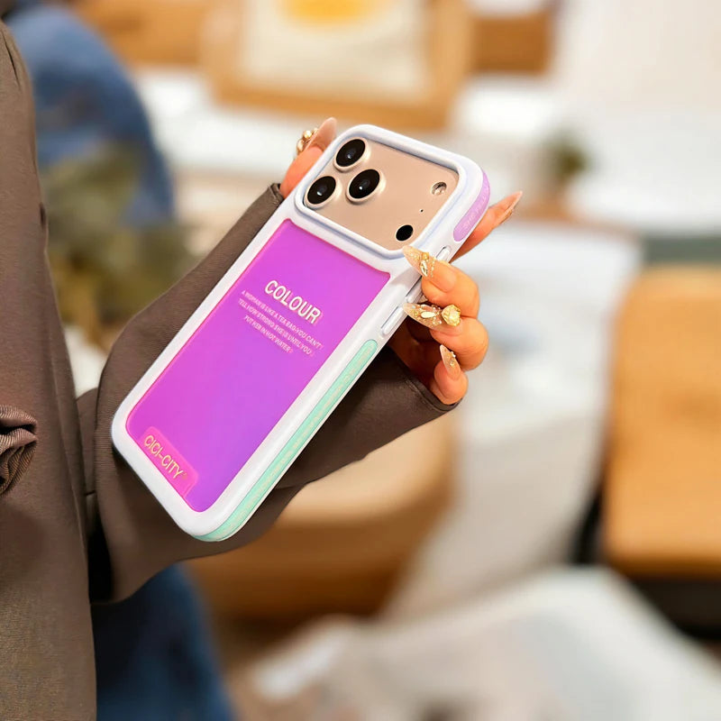 【ネオン メタリック カラー】ラバーフレーム スマホケース｜iPhone対応 #250128